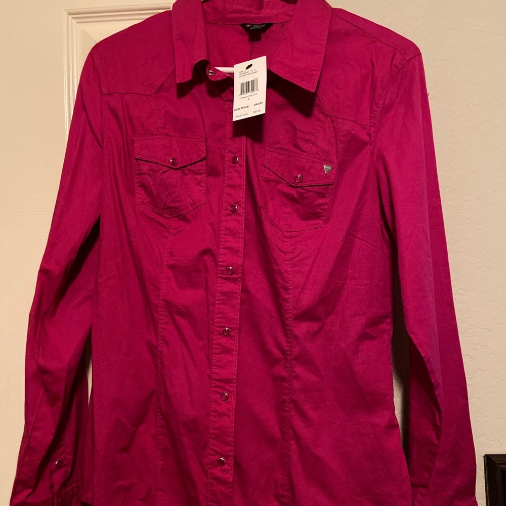 Guess L/S Suzie Poplin Shirt-Radiance Rose